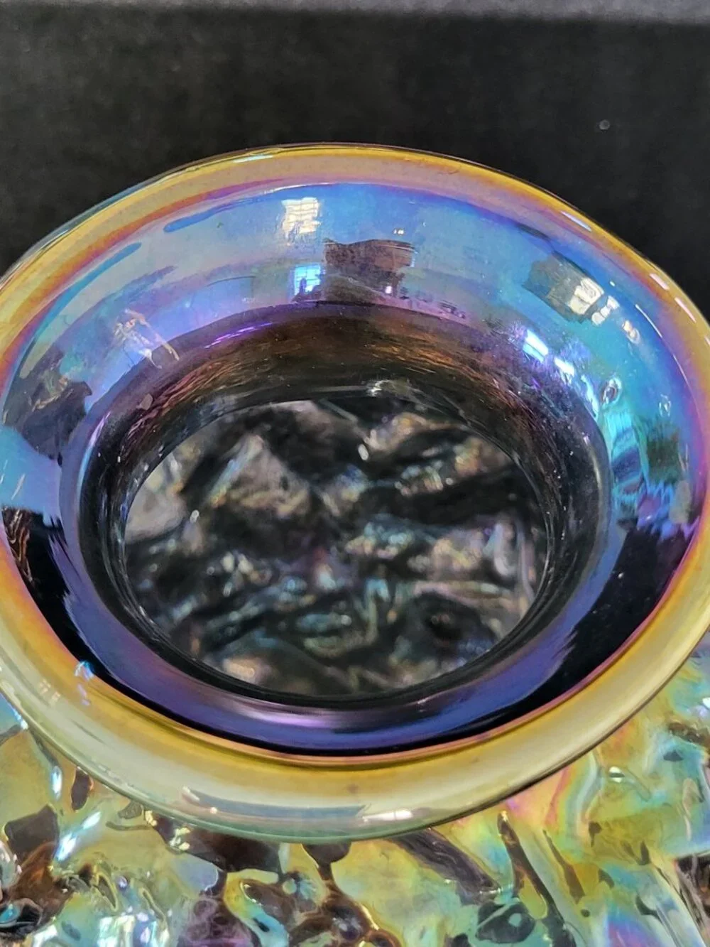 Vintage Imperial Carnival Glass La Bella Rose Vase 6